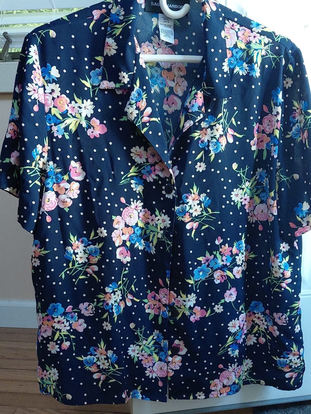 Sag Harbor Floral Polka Dot Cottagecore Blouse